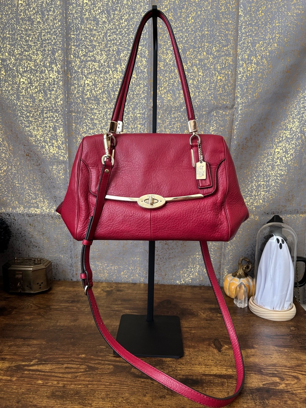 Coach Madison Madeline East/West Satchel in Scarlet Red